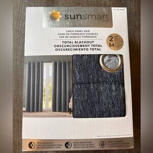 SunSmart 52”x84” Blackout Lined Panel Pair Curtains w/ Grommets - Indigo Blue